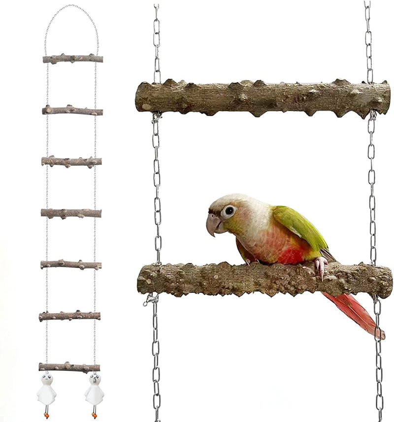 48 Inch 7-Step Adjustable Spacing Natural Wood Bird Perches Swings Ladders Bird Perch Stand Toy for Bird Parrots Entertainment Stress Relief Animals & Pet Supplies > Pet Supplies > Bird Supplies PPCLION Width 8 inch  