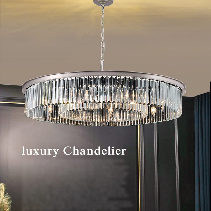 MEELIGHTING Crystal Chandeliers Modern Luxury Ceiling Lights Fixtures Pendant Lighting for Dining Living Room Chandelier D43" Nickle Home & Garden > Lighting > Lighting Fixtures > Chandeliers MEELIGHTING   