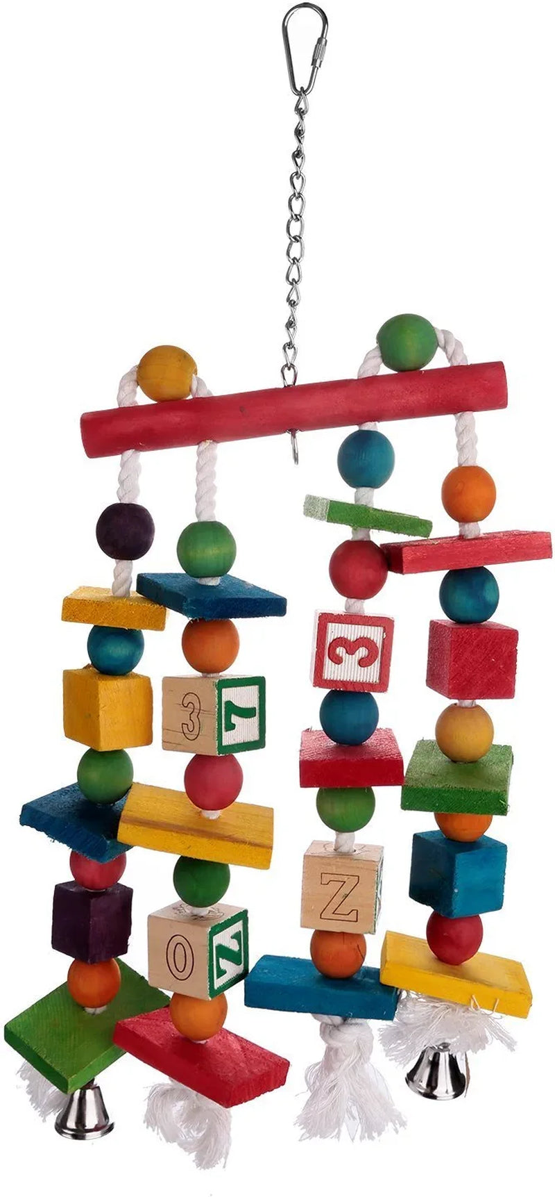 Aigou Knots Block Chewing Bird Toys with Bells Hanging Parrot Toys 17.5" by 6.5"
