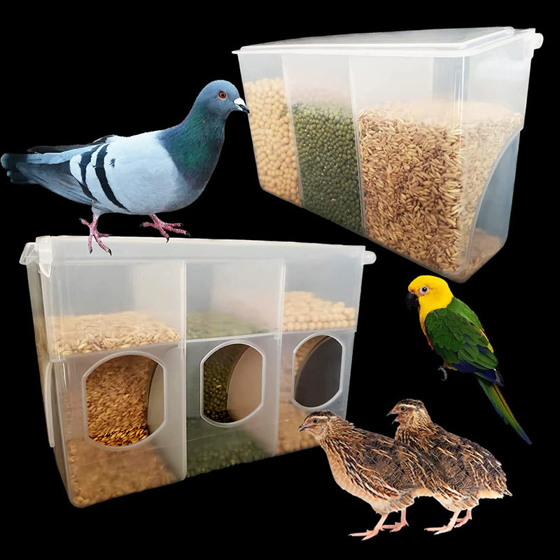 Automatic Pigeon Quail Bird Feeder Parrot No Mess Feeder Cage Accessories Supplies for Parakeet Canary Cockatiel Finch Animals & Pet Supplies > Pet Supplies > Bird Supplies > Bird Cage Accessories > Bird Cage Food & Water Dishes BUAKAW-X three hole  