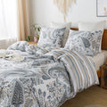 Honeilife Duvet Cover Twin Size - 100% Cotton Comforter Cover Floral Duvet Cover Sets,Tie-Dyed Style Duvet Cover with Zipper Closure and Corner Ties,2 Pcs Breathable Comforter Cover Sets-Deep Blue