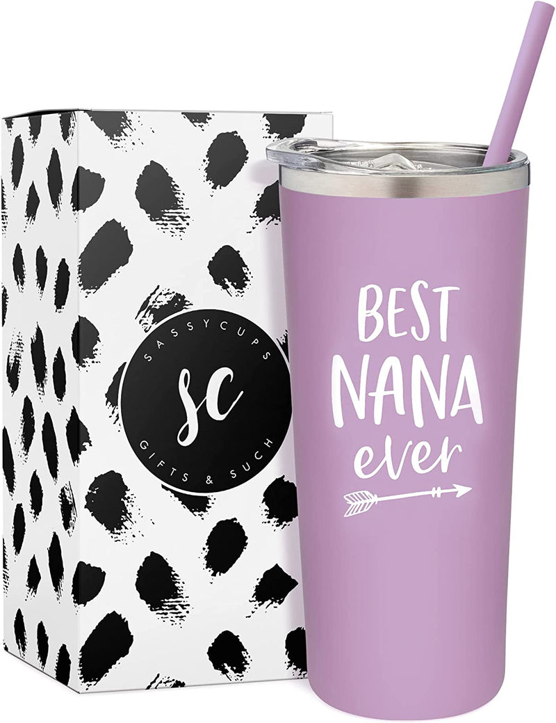 Sassycups Best Nana Ever Tumbler | 22 Ounce Engraved Mint Stainless Steel Insulated Travel Mug | Nana Tumbler | for Nana | World'S Best Nana | New Nana | Nana Birthday | Nana to Be Home & Garden > Kitchen & Dining > Tableware > Drinkware SassyCups Lilac Nana  