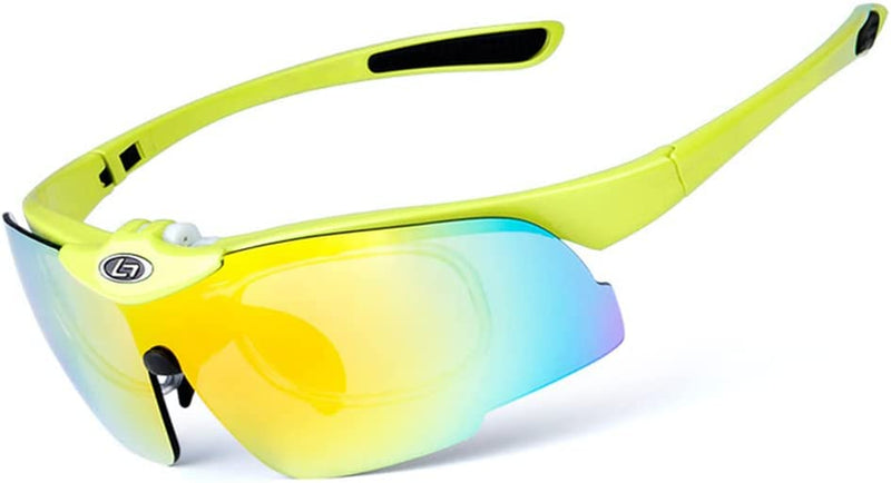 Gaolfuo Polarized Cycling Sunglasses Bicycle Bike Eyewear Goggle Riding Outdoor Sports Fishing Glasses 5 Lens Men Women Sporting Goods > Outdoor Recreation > Cycling > Cycling Apparel & Accessories Gaolfuo Fluorescent Yellow  