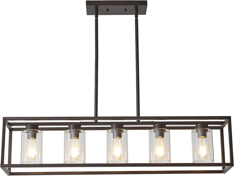 XILICON Dining Room Lighting Fixture Hanging Farmhouse Brushed Nickel 5 Light Modern Pendant Lighting Contemporary Chandeliers with Glass Shade for Living Dining Room Bedroom Kitchen Island Home & Garden > Lighting > Lighting Fixtures > Chandeliers xilicon Orb -Bxl100-5 ORB 5 Light 