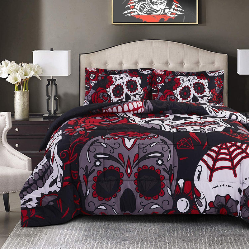 HIG 3D Bedding Set 2 Piece Twin Size Lion Head Animal Print Comforter Set with One Matching Pillow Sham - Box Stitched Quilted Duvet - General for Men and Women Especially for Children (P27,Twin) Home & Garden > Linens & Bedding > Bedding > Quilts & Comforters HOMECHOICE Mxskull Twin 