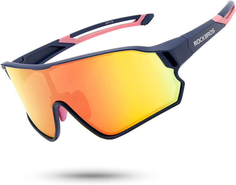 ROCKBROS Polarized Sunglasses UV Protection for Women Men Cycling Sunglasses Sporting Goods > Outdoor Recreation > Winter Sports & Activities ROCK BROS Bule Pink  