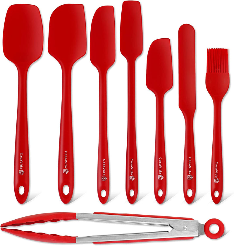 Silicone Spatula Set One-Piece Seamless - High Heat Resistant Non Stick Bakery Spatulas Sets Flexible BPA Free Dishwasher Safe Kitchen Utensils Bakeware Cookware Cooking Baking Mixing Red by Casavida Home & Garden > Kitchen & Dining > Cookware & Bakeware CasaVida Red Bakery Spatula Set - 8 Pieces 