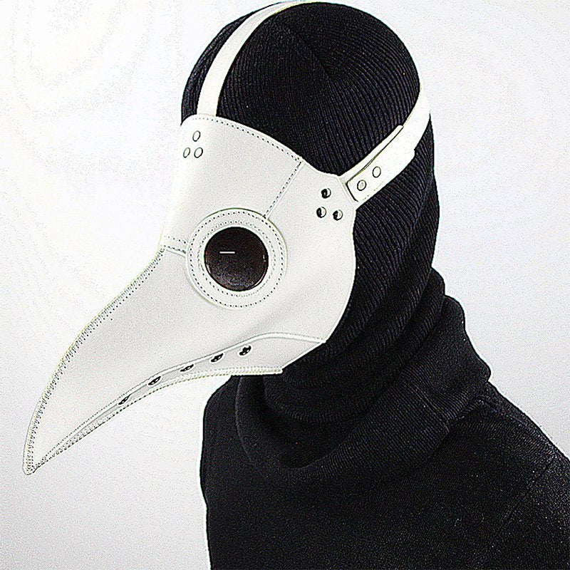 Plague Doctor Long Nose Faux Leather Venetian Mask for Home Party Costume, One Size Apparel & Accessories > Costumes & Accessories > Masks Oak Leaf White  
