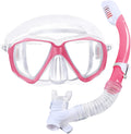 Kids Swim Goggles Scuba Diving Mask Youth No Leak Anti-Fog Swimming Goggles Nose Cover Clear Wide Vision Dive Mask Age 5-15 Sporting Goods > Outdoor Recreation > Boating & Water Sports > Swimming > Swim Goggles & Masks BXT Pink, Snorkeling Set  
