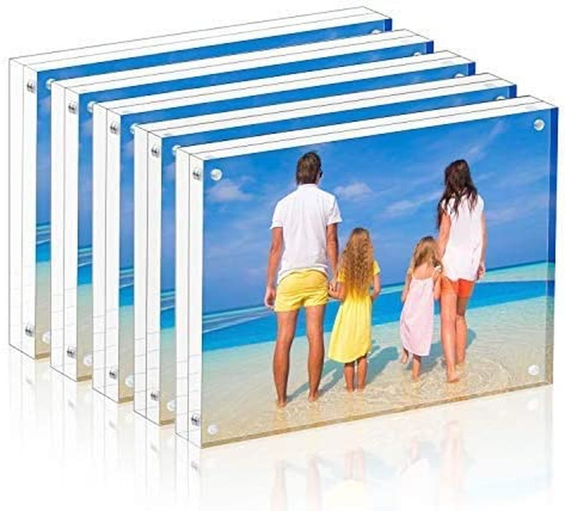 Meetu Acrylic Picture Frame 4X6,Clear Freestanding Double Sided 20Mm Thickness Frameless Magnetic Photo Frames Desktop Display with Gift Box Package(5 Pack) Home & Garden > Decor > Picture Frames Meetu 4x6“(5 Pack)  