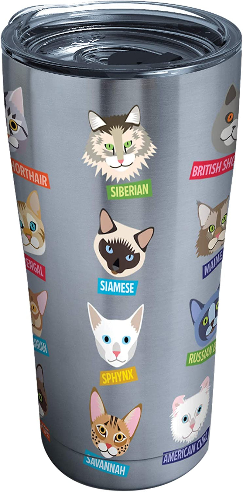Tervis Flat Art - Cats Tumbler with Wrap and Lime Green Lid 16Oz, Clear Home & Garden > Kitchen & Dining > Tableware > Drinkware Tervis Stainless Steel 20oz 