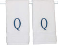 Monogrammed Hand Towels for Bathroom - Luxury Hotel Quality Personalized Initial Decorative Embroidered Bath Towel for Powder Room, Spa - GOTS Organic Certified - Set of 2 Navy Letter L Home & Garden > Linens & Bedding > Towels Decorvo Navy Initial Q 