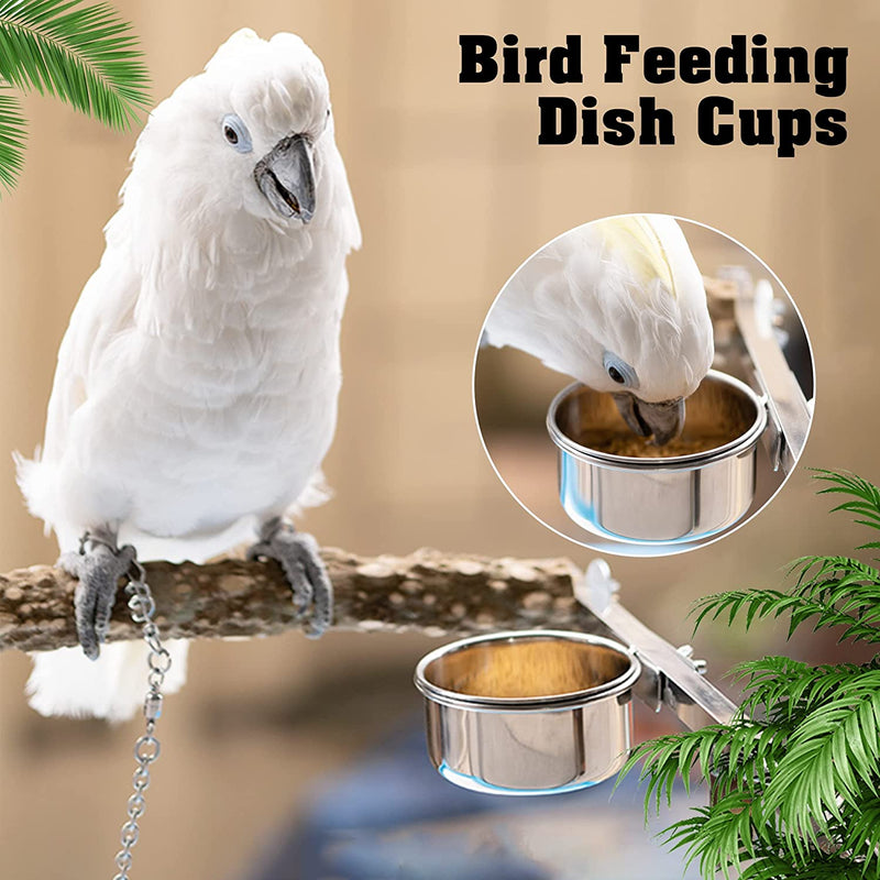 Dyaprigo 3 Pack Stainless Steel Bird Feeding Dish Cups, Pet Cage Seed Feeder, Parrot Food Water Bowls with Clamp for Small Animal, Parrot Cockatiel Conure Budgies Parakeet, 3.9 Inch Animals & Pet Supplies > Pet Supplies > Bird Supplies > Bird Cage Accessories > Bird Cage Food & Water Dishes DYaprigo   