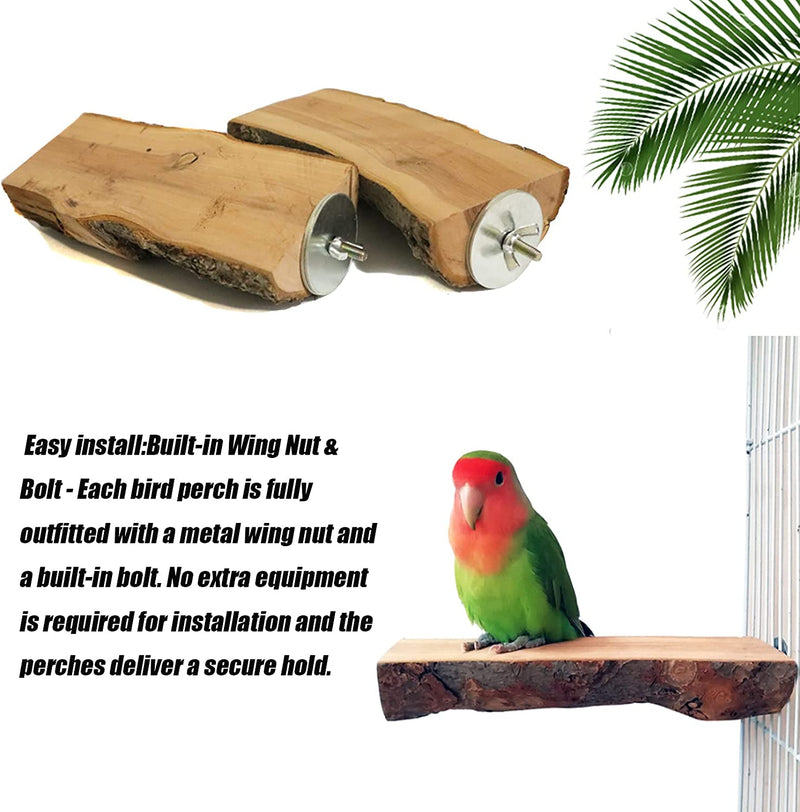 Tfwadmx Parrot Perch for Cage, 2 Pack Bird Stand Platform Natural Wood Playground Cage Accessories for Parakeet Cockatiel Lovebird Finches Conure Budgie