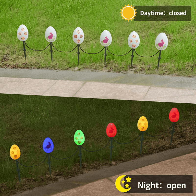 32Ft Solar Easter Egg Lights String with Stake,15 Light up Led Easter Eggs for Garden/Yard, Easter Outdoor Decorative Lights Waterproof for Path/Lawn