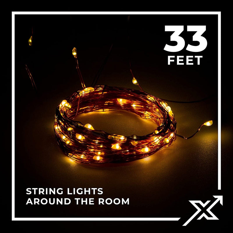 33 FT FOLKS Fairy Lights Battery Operated String Lights, 100 LED Lights, Indoor-Outdoor, Water Resistant Copper String Lights Battery String Lights. Remote Control 8 Modes for Parties, Bedroom Décor