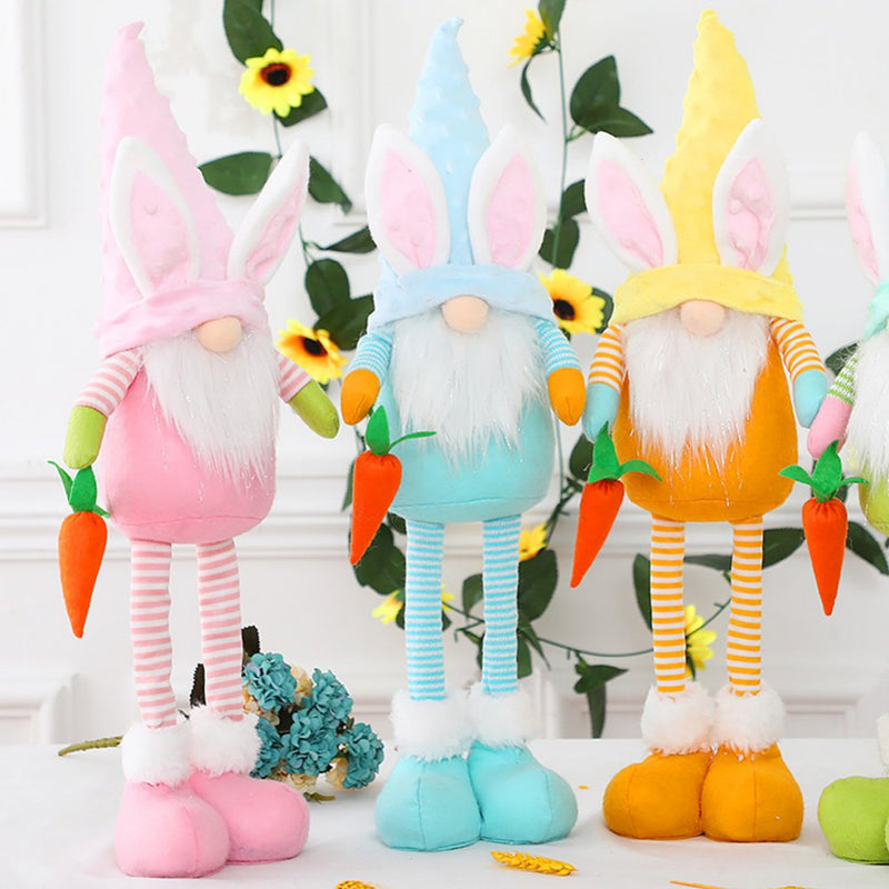 Easter Bunny Gnome Spring Gnomes with Retractable Legs Easter Holiday Home Decoration Gnome Plush Handmade Rabbit Gifts Swedish Tomte Elf Home & Garden > Decor > Seasonal & Holiday Decorations Ardorlove   
