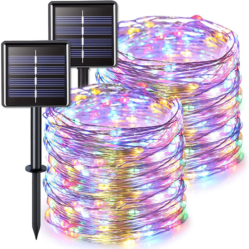 Clearance Solar Powered String Light 200 LED 3 Lighting Modes Lights Waterproof Outdoor Hanging Fairy Lighting for Valentine'S Day Decorations Home & Garden > Decor > Seasonal & Holiday Decorations HQZY 100LED Colorful 2