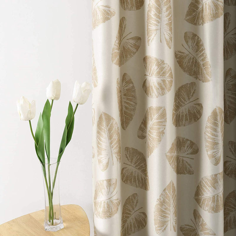 Leeva Blackout Curtains for Bedroom, Vivid Leaves Print Thermal Insulated Window Treatment Room Darkening Curtain Drapes for Living Room Studio, 2 Panels, 52X96, Green Home & Garden > Decor > Window Treatments > Curtains & Drapes Leeva A9 52x84 