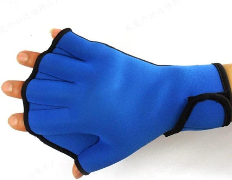 KANTANZE Aquatic Gloves,Swimming Gloves Hand Paddles,Swimming Training Webbed Water Resistance Swim Gloves Fingerless Hand Flippers for Diving Surfing Training,Blue Sporting Goods > Outdoor Recreation > Boating & Water Sports > Swimming > Swim Gloves KANTANZE   