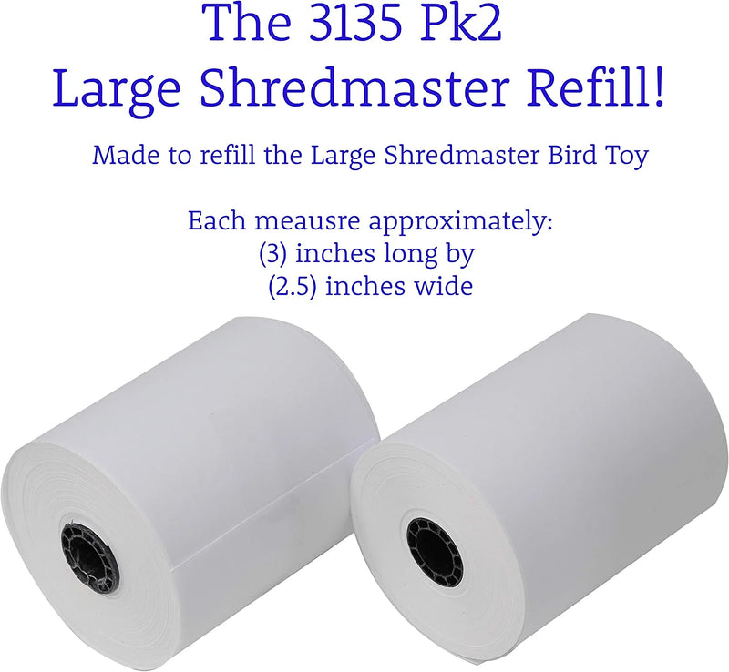 Bonka Bird Toys 3135 2Pk Large Shredmaster Refill Paper Tape Roll Dispenser Parrot Cage Chew Shred Macaw African Grey Cockatoo