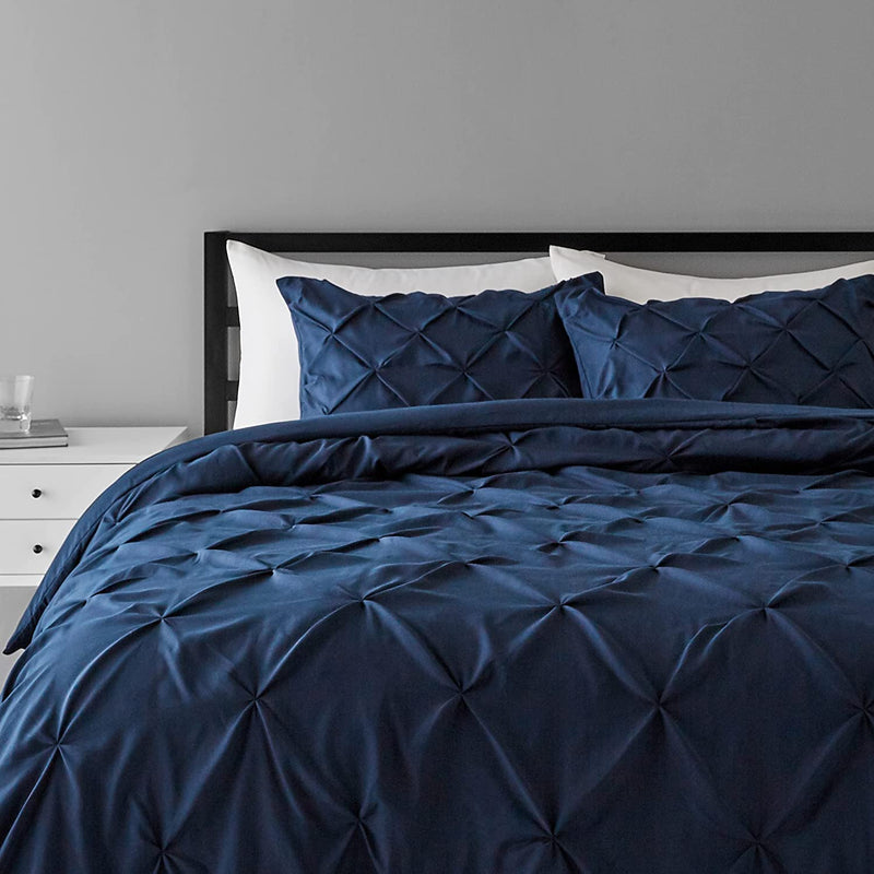 Pinch Pleat All-Season Down-Alternative Comforter Bedding Set - Twin / Twin XL, Burgundy Home & Garden > Linens & Bedding > Bedding KOL DEALS Navy Blue Bedding Set Full/Queen