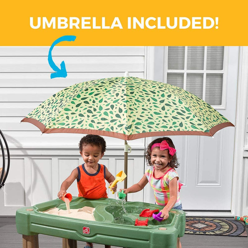 Step2 Cascading Cove Sand & Water Table with Umbrella | Kids Sand & Water Table with Umbrella | 6-Pc Water Accessory Set Included | Green Sporting Goods > Outdoor Recreation > Winter Sports & Activities Step2   