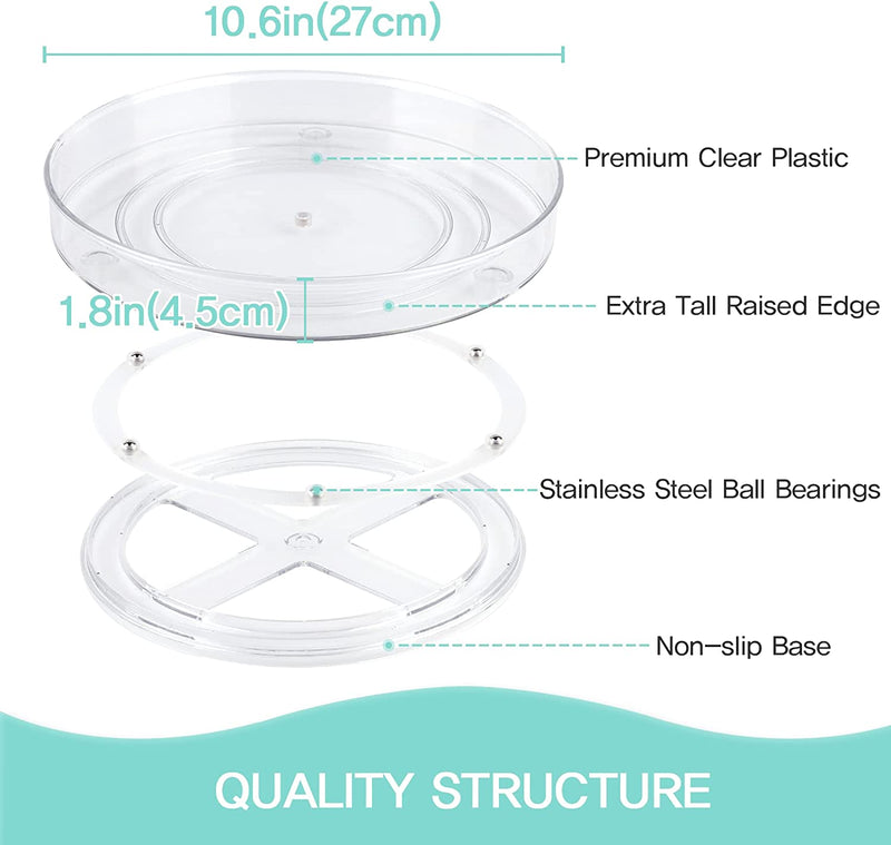 Goramio 10.6" Lazy Susan Organizer with 5 Removable Bins, Clear Plastic Divided Crazy Susan Lazy Susan Turntable, for Fridge Cabinet Refrigerator Kitchen Pantry Organization and Storage Home & Garden > Household Supplies > Storage & Organization Goramio   