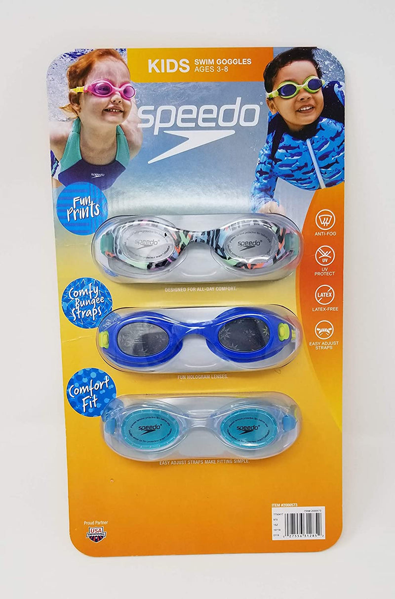 Speedo Kids Swim Goggles Triple Goggle Pack ~ Fun Prints