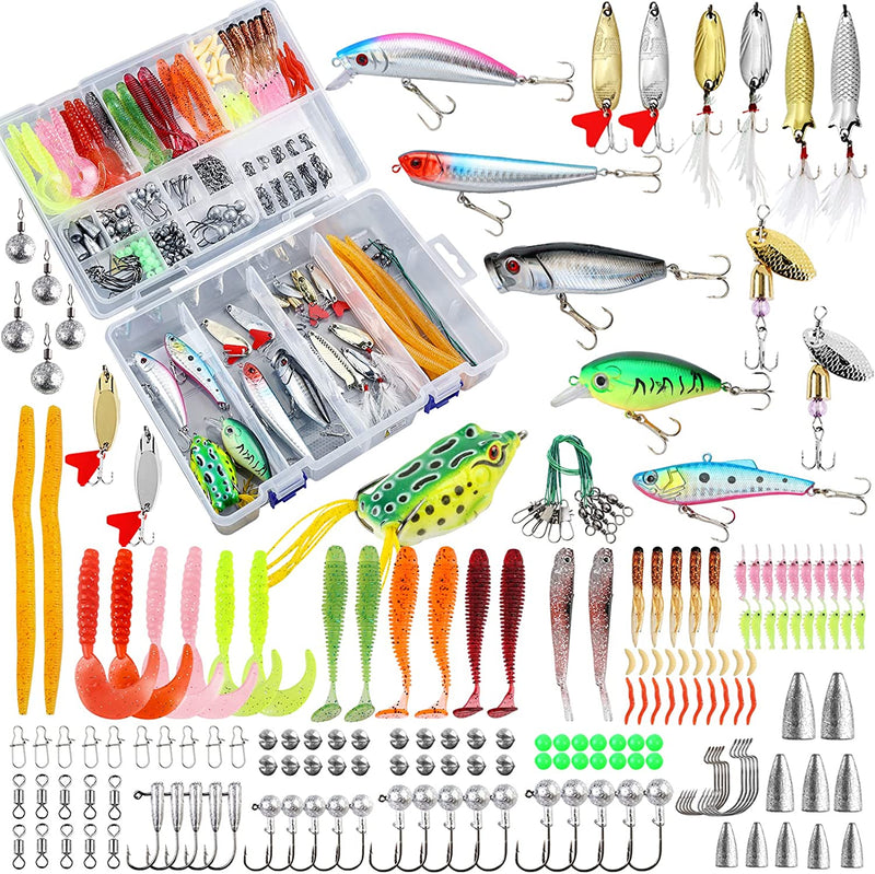 TCMBY 327PCS Fishing Lure Tackle Bait Kit Set for Freshwater Fishing Tackle Box with Tackle Included Fishing Gear, Crankbait, Soft Worm, Spinner, Spoon, Topwater, Hook, Jigs for Bass Trout Fishing. Sporting Goods > Outdoor Recreation > Fishing > Fishing Tackle > Fishing Baits & Lures TCMBY   