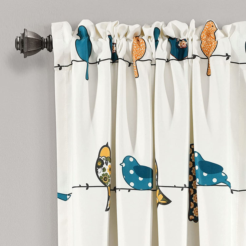 Lush Decor Rowley Birds Room Darkening Window Curtain Panel Pair, 63" Long X 52" Wide, Multi Home & Garden > Decor > Window Treatments > Curtains & Drapes Lush Decor   