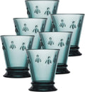 Napoleon Bee Tumblers Set of 6 - 9 Oz - Clear Glass Tumbler W/ the French Bee Embossed Design - Fine French Glassware, Drinking Glasses, Heavy Water Glasses, Dishwasher Safe Juice Glasses Home & Garden > Kitchen & Dining > Tableware > Drinkware La Rochere Blue 6 Count (Pack of 1) 