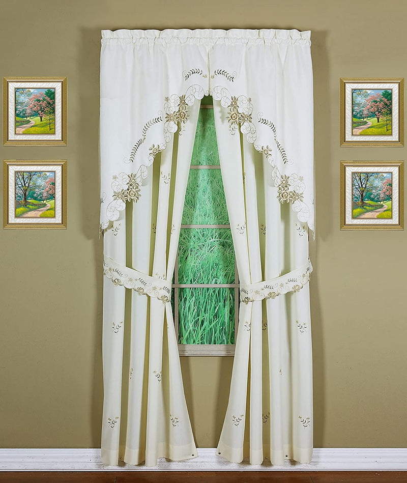 Today'S Curtain Verona Reverse Embroidery Tie-Up Shade, 63", Ecru/Rose Home & Garden > Decor > Window Treatments > Curtains & Drapes Today's Curtain Ecru/Antiqu Panel Pair 80"W X 72"L 