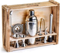 Mixology Bartender Kit: 11-Piece Bar Tool Set with Rustic Wood Stand - Perfect Home Bartending Kit and Cocktail Shaker Set for an Awesome Drink Mixing Experience (Silver) Home & Garden > Kitchen & Dining > Barware Mixology & Craft Silver  