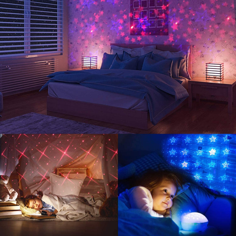 USB Star Night Light,9 Functional Modes | 24 Lighting Effects,Sound Activated Strobe Atmosphere Decorations for Car Interior,Ceiling, Bedroom, Party and More (Blue&Red) Home & Garden > Lighting > Night Lights & Ambient Lighting Crefotu   