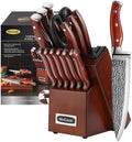 Mccook® MC25A Knife Sets,15 Pieces German Stainless Steel Kitchen Knife Block Set with Built-In Sharpener Home & Garden > Kitchen & Dining > Kitchen Tools & Utensils > Kitchen Knives McCook Brown/Brown 15 Pieces 