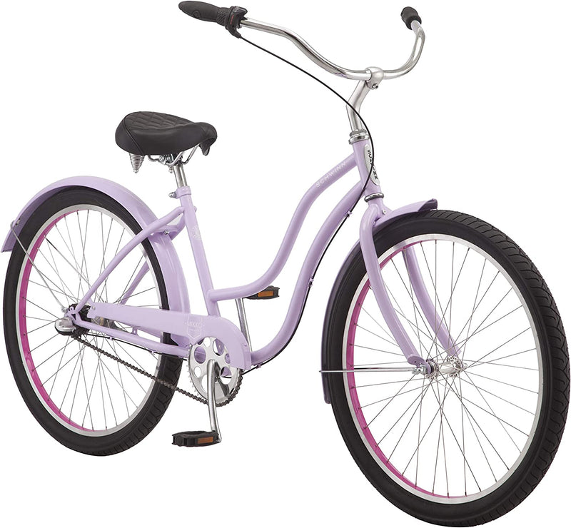 Schwinn Cruiser-Bicycles Mikko Adult Beach Cruiser Bike Sporting Goods > Outdoor Recreation > Cycling > Bicycles Pacific Cycle, Inc. Purple Mikko 3-speed 17-Inch Frame
