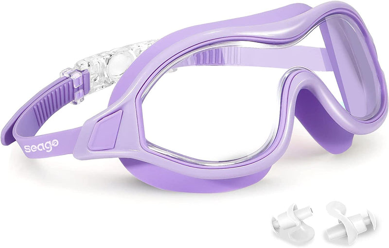 Swim Goggles No Leaking Anti-Fog Pool Goggles Swimming Goggles for Adult Men Women Youth, UV Protection 180° Clear Vision Sporting Goods > Outdoor Recreation > Boating & Water Sports > Swimming > Swim Goggles & Masks Seago Purple With Clear Lens  