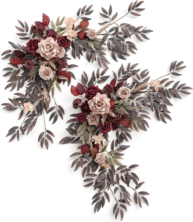 Ling'S Moment 2PCS Artificial Floral Swags Centerpieces, Wedding Flower Greenery Arrangements for Sweetheart/Head Table Decor Wedding Car Wall Window Arch Home Garden Decor | Rust & Sepia  Ling's Moment Burgundy  Dusty Rose  