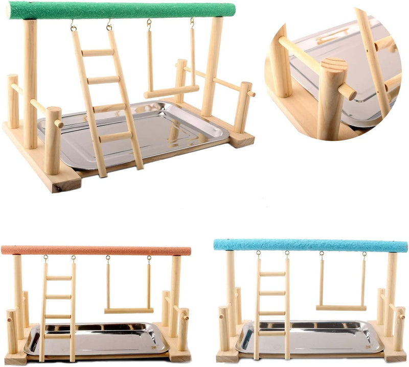 Parrot Playstand Bird Play Stand Cockatiel Playground Wood Perch Gym Playpen with Ladder Swing Toys Exercise Play (Include a Tray) Animals & Pet Supplies > Pet Supplies > Bird Supplies Mrli Pet   