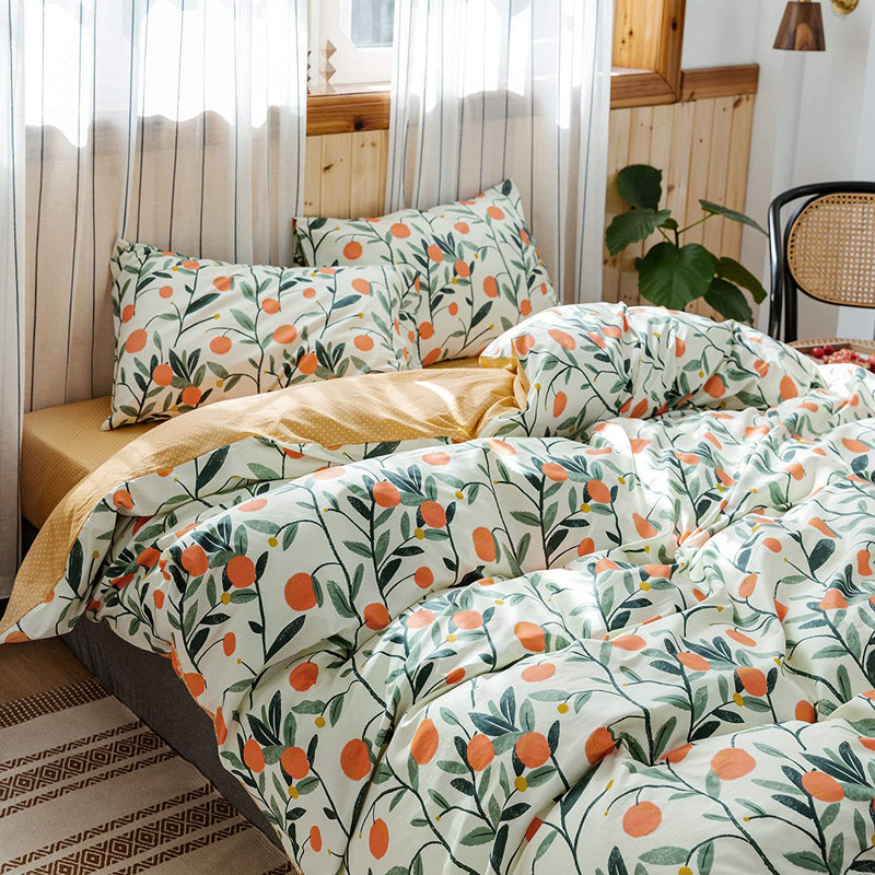 Honeilife Duvet Cover Twin Size - 100% Cotton Comforter Cover Floral Duvet Cover Sets,Tie-Dyed Style Duvet Cover with Zipper Closure and Corner Ties,2 Pcs Breathable Comforter Cover Sets-Deep Blue Home & Garden > Linens & Bedding > Bedding HoneiLife Orange Fruit Queen/Full 