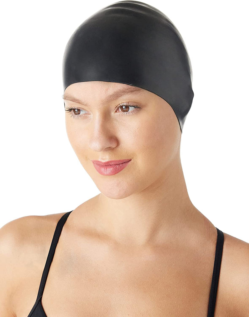 Wrinkle Free Silicone Unisex Swim Caps Sporting Goods > Outdoor Recreation > Boating & Water Sports > Swimming > Swim Caps Grace Continental Ltd Black 1-Pack 