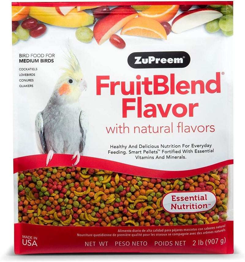 Zupreem Fruitblend Flavor Pellets Bird Food for Medium Birds, 2 Lb - Daily Blend Made in USA for Cockatiels, Quakers, Lovebirds, Small Conures Animals & Pet Supplies > Pet Supplies > Bird Supplies > Bird Food ZuPreem FruitBlend 2 Pound (Pack of 1) 