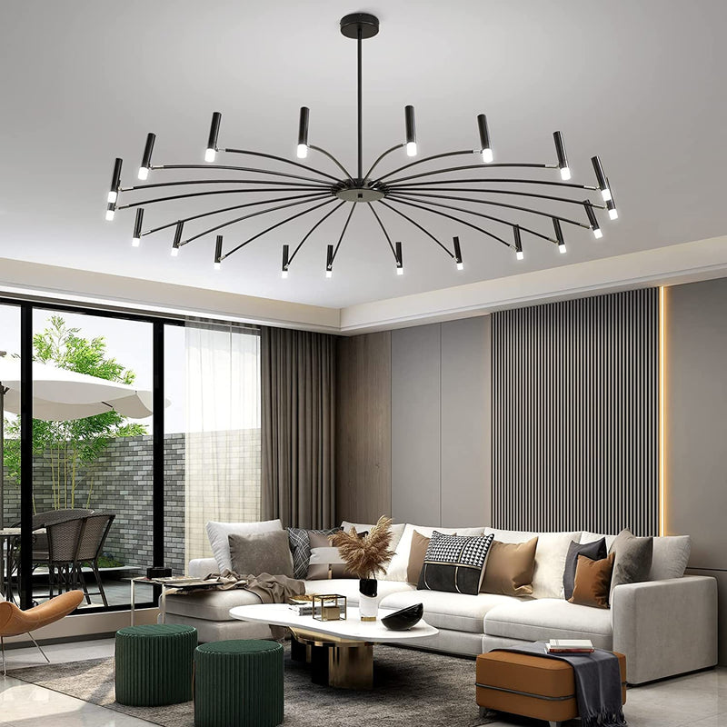 20 Light Large Black Chandeliers for Dining Room Modern LED Close to Ceiling Light Fixtures Adjustable Pendant Lighting Fixture for Bedroom Living Room Kitchen Island Foyer（W:74In H:35In Home & Garden > Lighting > Lighting Fixtures > Chandeliers Ziqili   