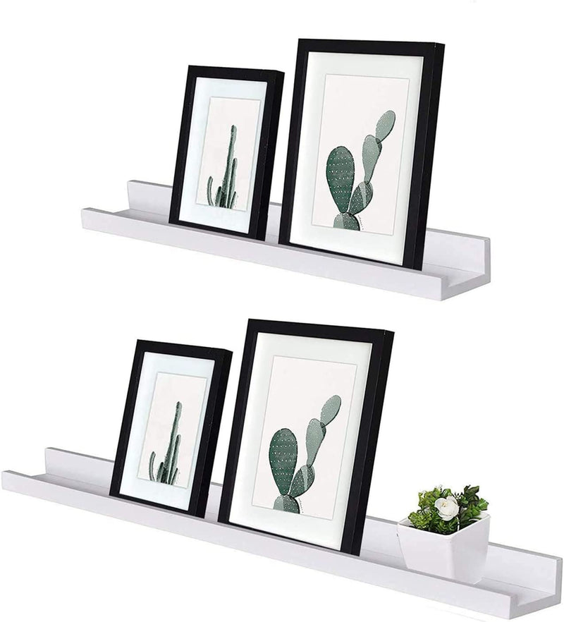 NBWOOD Viva Set of 2 Photo Ledge Picture Display Floating Wall Shelf, White(24-Inch 36-Inch) Furniture > Shelving > Wall Shelves & Ledges NBWOOD   