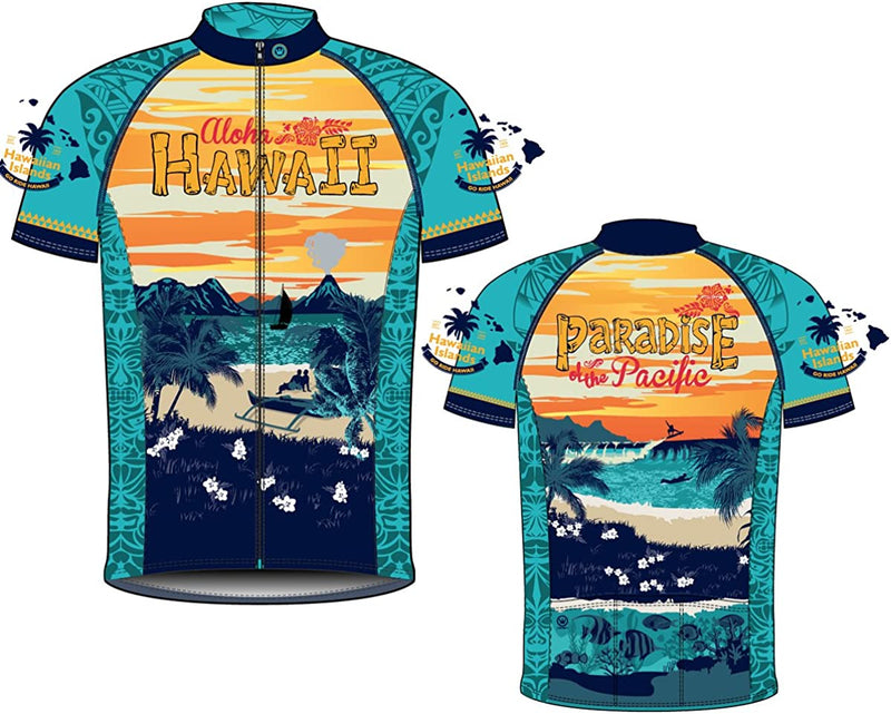 CANARI Men'S Souvenir Short Sleeve Cycling/Biking Jersey Sporting Goods > Outdoor Recreation > Cycling > Cycling Apparel & Accessories Getting Fit Hawaii Retro Small 