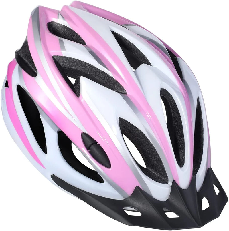 Zacro Adult Bike Helmet Lightweight - Bike Helmet for Men Women Comfort with Pads&Visor, Certified Bicycle Helmet for Adults Youth Mountain Road Biker Sporting Goods > Outdoor Recreation > Cycling > Cycling Apparel & Accessories > Bicycle Helmets Zacro Pink Plus White  