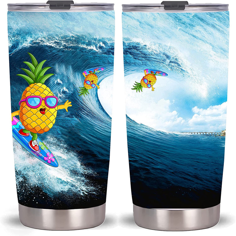 Qdkva Tropical Flower 20Oz Tumbler Cup Vacuum Insulated Stainless Steel Coffee Travel Mug with Lid Good Things Will Happen (Black Tropical Flower) Home & Garden > Kitchen & Dining > Tableware > Drinkware Qdkva Blue Pineapple  