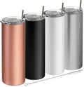 Earth Drinkware Stainless Steel Skinny Tumbler Set, 20 Oz (4 Pack) - Vacuum Insulated Coffee Tumblers with Lids and Straws - BPA Free - Travel Mugs, Keep Hot and Cold - Black Home & Garden > Kitchen & Dining > Tableware > Drinkware Earth Drinkware Black-White-Silver-Rose Gold  