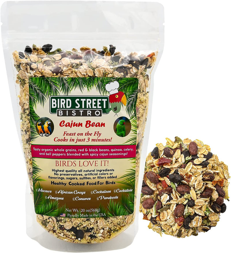 Bird Street Bistro Parrot Food - Parakeet Food - Cockatiel Food - Bird Food - Cooks in 3-15 Min W/ Natural & Organic Grains - Legumes - Non-Gmo Fruits, Vegetables, & Healthy Spices Animals & Pet Supplies > Pet Supplies > Bird Supplies > Bird Food Bird Street Bistro Cajun Bean 1.25 Pound (Pack of 1) 